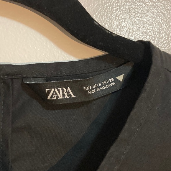 Zara women’s Elegant poplin tiered midi Black Puff Sleeve Dress small - Picture 2 of 8